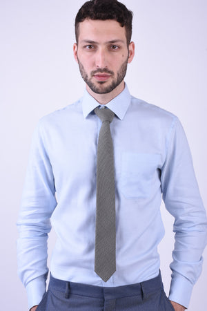 Cravata barbati din matase negru/alb